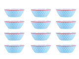 12PCS 6in Salad Bowls Food Serving Bowls Imitation Porcelain Dinnerwar TablewareLight Blue Dot V1294-YM0901-3118210047014