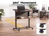 Artiss Mobile Lectern Podium Stand with Storage Shelf Height Adjustable Laptop Desk Black & Walnut LPS-HY02-125-BK