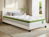 Artiss Single Bed Frame with Hybrid Mattress Set 30cm Medium Firm Platform Headboard Boucle BFRAME-SET-NEO-TED-S