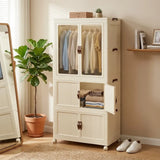 CARLA HOME 3 - Tier Foldable Wardrobe Cabinet - White - Plastic - Clothe Storage V178-36498