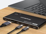 Simplecom KM470 2-Port USB-C KVM Switch 8K Docking Station HDMI 2.1 DP for Laptop Tablet V28-KM470