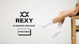 10X Rexy 3D Seamless Crew Socks Large Slim Breathable WHITE V274-GM-RX3DCW-L10-WH