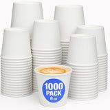 1000pcs 6oz Premium White Paper Coffee Takeaway Cups Bulk V563-PA0641-50-1BOX