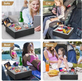 Wooden Couch Cup Holder Tray with Soft Silicone & Rotatable Phone Holder for Storaging Drinks & V178-36125