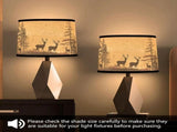Lamp Shades Set of 2,Fabric Lampshades with Deers V1369-AZ3-W-11887