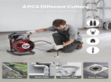 Drain Cleaner Machine 23m x 13mm, Sewer Snake Auger Manual Feed with 4 Cutters & Air-activated Foot V952-SDJJKLSGDSTJGDO6A002V3