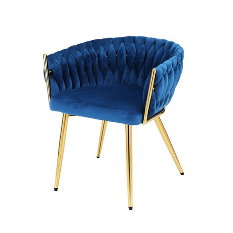 Artiss Dining Chair Velvet Weaving Armchair Blue UPHO-C-DIN-01-VEL-BL