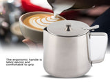 Stainless Steel Coffee Cup Mug Milk Frothing Pitcher Jug with Lid for Latte Coffee Art V1294-YM0727-JY11414-06