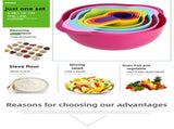 Pink 8-Piece Baking Tool Set - Measuring Cups, Spoons, Rainbow Mixing Bowls, Vegetable Washing V888-ELOSUNG17499
