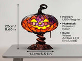 Halloween Pumpkin Table Lamp - Jack-O-Lantern Light - Vintage Halloween Lamp, USB Resin V1366-AZ2-W-15305