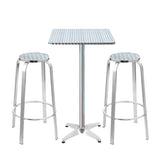 Gardeon 3-Piece Outdoor Bar Set Bistro Table Stools Adjustable Square Cafe FF-TABLESET-SQ