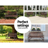 Gardeon 5FT Outdoor Garden Bench Wooden 3 Seat Chair Patio Furniture Charcoal ODF-BENCH-5FT-CC