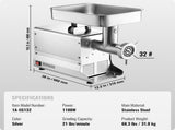Commercial Electric Meat Grinder 21 Lbs/Min Sausage Stuffer Maker Kitchen V952-SYTMDDJRJSYSGN7X9V3