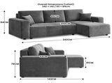 Sarantino Caliana Reversible L Shape Sofa Bed with Storage & Backrest - Grey SOFA-MLM-326-GY