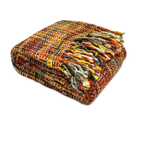 Rans Oslo Knitted Weave Throw 127x152cm - Bush Fire V442-RAN-THROW-OSLOBUSHFIRE-MULTI-RE