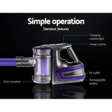 Devanti Stick Vacuum Cleaner Bagless Cordless 150W Purple VAC-CL-09E-GY-PP