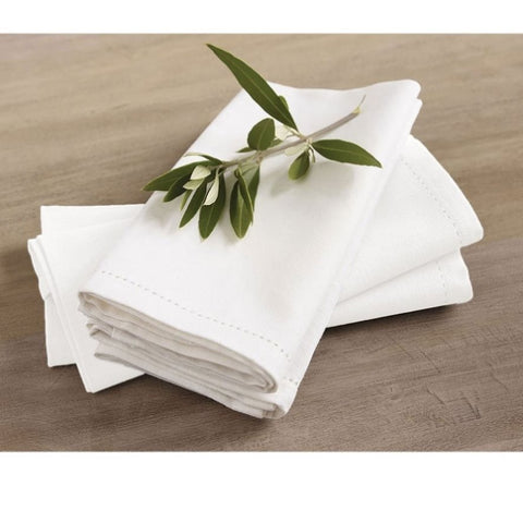 Rans Set of 4 Cotton Hemstitch Napkins - White V442-RAN-MISC-SETOF4HEMSTITCHNAPKINS-WHITE-SQ