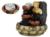 Desktop Buddha Statue Fountain Flowing Water Ornament with Light and Ball Resin Landscape V1294-YM0901-3111200176011