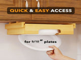 9/10-Inch Bamboo Paper Plate Dispenser - Under Cabinet & Countertop Holder for Kitchen Caddys for V1366-AZ2-W-16355