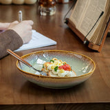 Ceramic Plates Flame Pattern Plates Deep Salad Bowls Noodle Bowls Fruit Plates - Multi - Size L V1347-122-42848-MLT-L