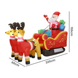 Santaco LED Inflatable Santa Sleigh Reindeer 2.2M INFL1051
