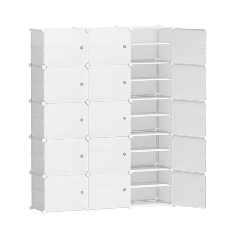 Artiss Shoe Rack Storage Cabinet DIY 15 Storage Cube Stackable White DIY-SHOE-15-WH