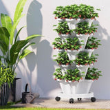 Green Fingers Garden Bed 5 Tier Vertical Garden Strawberry Stackable Planters Herbs Petunias GARDEN-PLASTIC-25L-WH