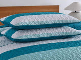 Teal Stripe Patchwork Vista Bedspread Coverlet 3 Piece Set V745-AC080778Q13U