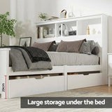 Artiss Bed Frame Double Size Wooden with 3 Shelves Bed Head White WBED-G-S1-D-DRAW