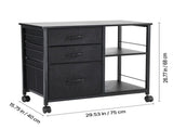 Mobile Metal File Cabinet with 3 Fabric Drawers and 2 Open Shelves Black V952-JSHXWJGJTMZWYX3KK001V0