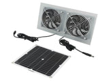 15W Solar Panel Powered Fan Efficient Solar Powered Dual Fan Kits for Chicken Coop Greenhouses Shed V1294-YM0703-3114230040611
