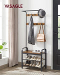 VASAGLE Coat Rack with Shoe Rack 183 cm Height Walnut Brown and Black V227-9101402101310