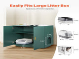 Cat Litter Box Enclosure, 80 cm Hidden Litter Box Cabinet, Wooden Indoor Cat Washroom with V952-JSLMMSPWQ315F4YRL001V0