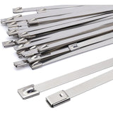 100 Pack Stainless Steel Metal Zip Ties Heavy Duty Silver 120kg Strength, 500 x 7.9mm V1237-ZY-522-0010