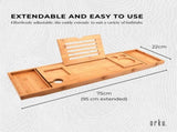 Luxury Adjustable Bamboo Bath Tray Caddy - Spa Book Wine & Accessories Holder V238-SUPDZ-41011690831952