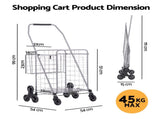 Emajin Shopping Trolley Cart Folding Aluminium Utility Cart Silver ST-45KG-ALU-SR