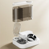 Automatic Pet Feeder and Water Bowl - 2-in-1 Grey Stainless Steel Bowl Cat Feeding Station V888-ELOSUNG18312