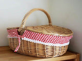 Country Style Wicker Picnic Basket Camping Basket with Lid Handle and Liners for Picnics Party V1294-YM0901-10121551