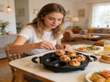 Round 7 Cavity Nonstick Frying Pan Dual Handle Skillet For Mini Pancakes Fried Eggs Home Stovetop V1369-AZ3-W-14901