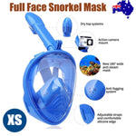 Blue Full Face Snorkel Mask Swimming Breath Dry Diving Goggle Scuba Glass Anti-Fog AU XS V201-W12783351