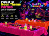 3Pcs Disposable Fluorescent Neon Table Cloths, Waterproof Plastic Rectangular Table Covers for Glow V1192-AZ-W-17464