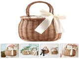 Picnic Basket Rattan Flower Basket, Handwoven Wicker Flower Candy Storage Basket with Handle for V1366-AZ2-W-04613