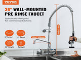 Commercial Faucet with Pre-Rinse Sprayer, 36" Height, 8" Center, 12" Swing Spout, Wall Mount Kitchen V952-BGSYCXSLTBGSR39MKV0