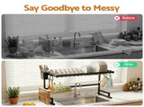 Cefito Dish Drying Rack for Kitchen Storage Organisation Kitchen Sink Organiser Dish Drainer DR-E-OVER-65-BK