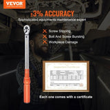 VEVOR Torque Wrench, 3/8-inch Drive Click Torque Wrench 10-80ft.lb/14-110n.m, Dual-Direction V952-DJSNLBSKDSSZNSCSYV0