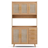 Artiss Buffet Sideboard Hutch Storage Cabinet Kitchen Cupboard Hooks Rattan Pine FURNI-C-RAT-SID180-WD-ABC