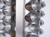 Modern stainless steel rounded corner rotating spice rack with 16 empty glass jars V888-ELOSUNG26116