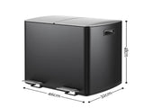 Cefito Pedal Bins Rubbish Bin Dual Compartment Waste Recycle Dustbins 40L Black RB-40L-2P-BK