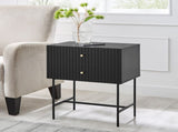 Sarantino Arden Fluted 2-Drawer Bedside Table Night Stand - Black TBL-17F-2TZ-BK