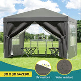 Instahut Gazebo 3x3 Pop Up Marquee Folding Tent Wedding Gazebos Camping Outdoor Shade Canopy Gray GAZEBO-POP-C-3X3-GY